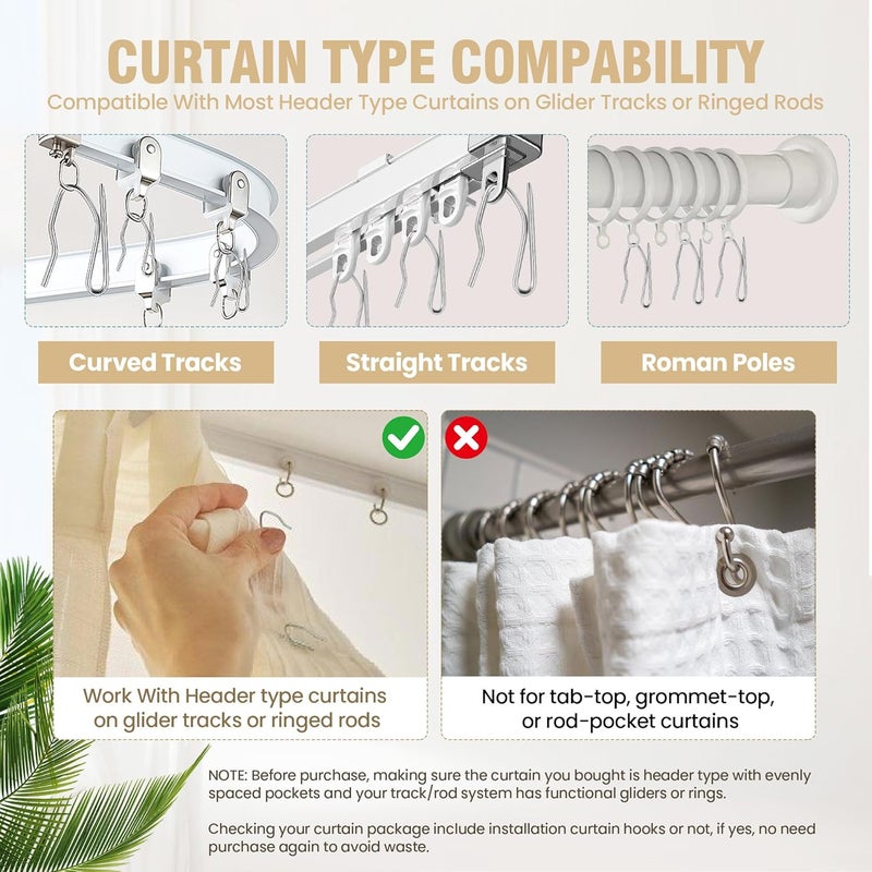 Junreox 1.25IN Curtain Hooks for Drapes, 58PCS Premium Rustproof Metal Drapery Hooks Pins for Header Type Window/Door/Shower/RV Curtains, Not for Tap-Top/Grommet Top/Red-Pocket Curtains - Image 3